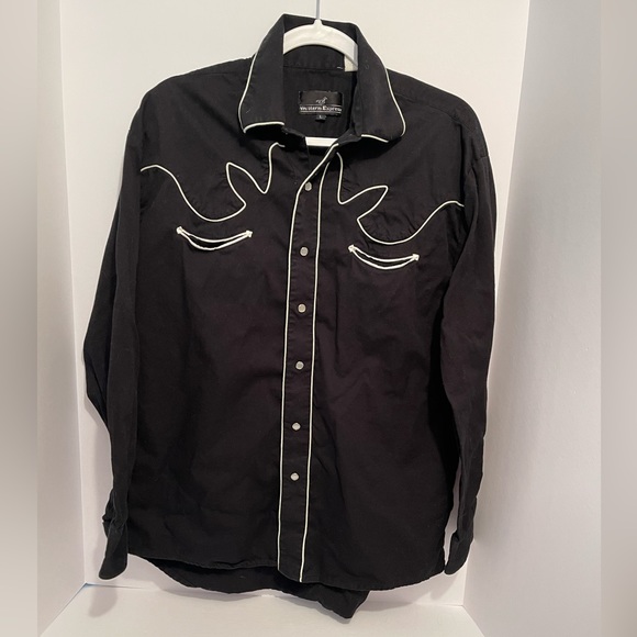 Western Express Country Western Pearl Snap Button Down Shirt Size L Black - Picture 2 of 8
